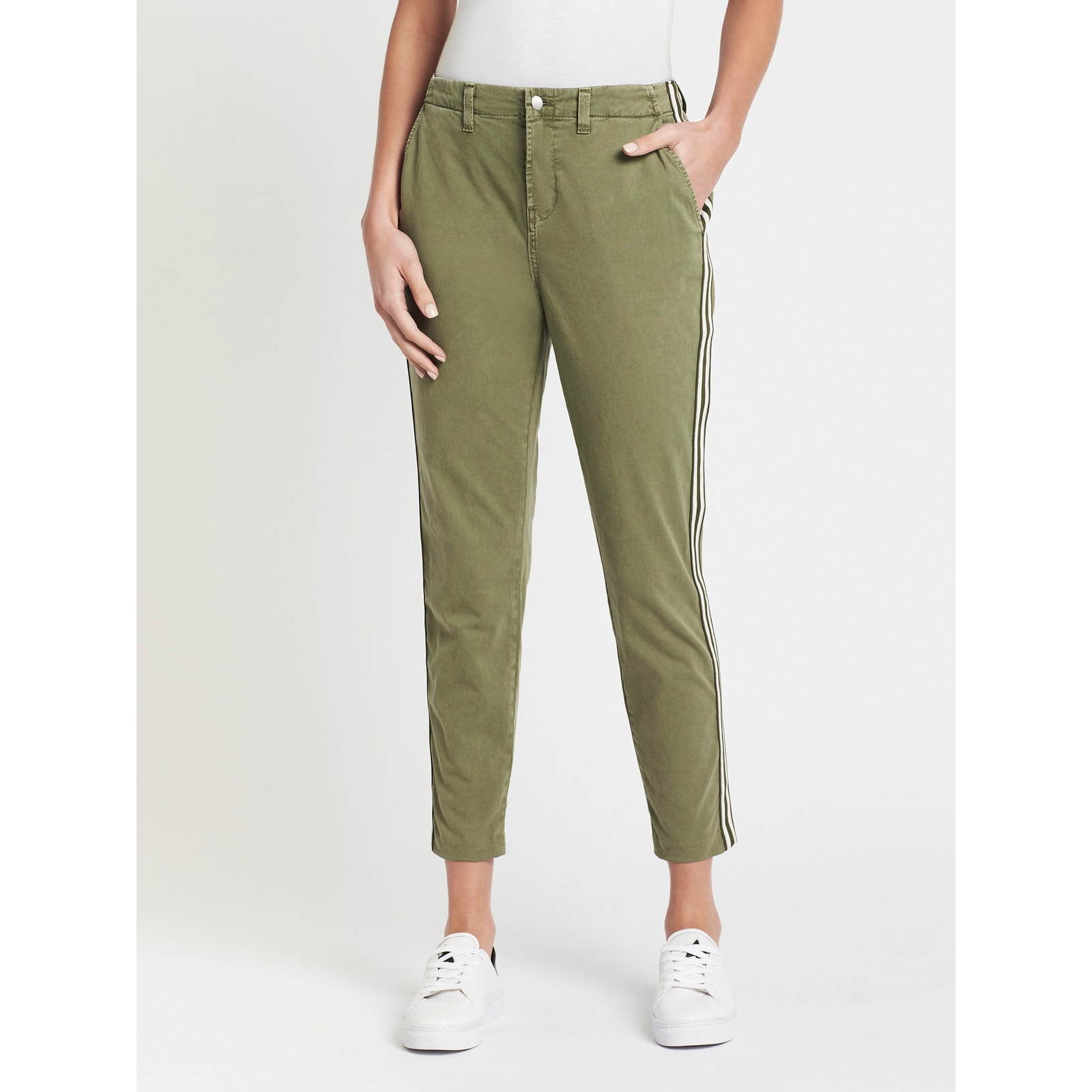 L'agence Jem High Rise Trouser Brigade Army Green Side Stripe Cropped Sz 32